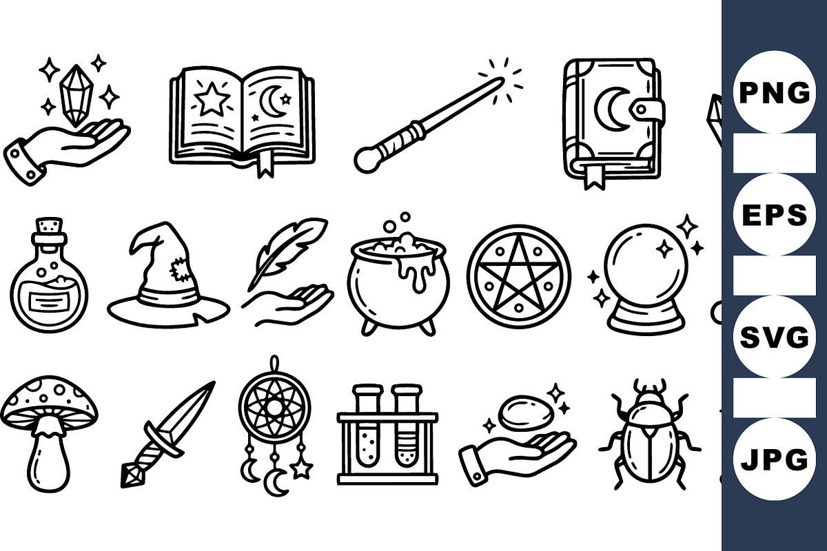 Mystical Witchcraft Icon Pack For Ma, an Illustration by designvectx (Photo 1 of 3)
