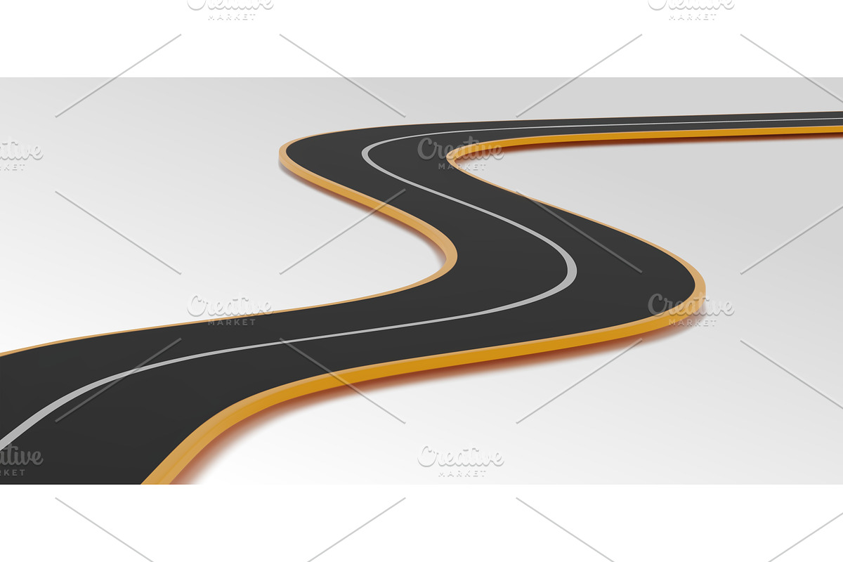3D curved highway path with black, an Illustration by art PVP - market