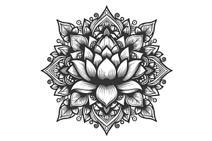 Lotus Mandala Floral Ornament, an Object Illustration by AlexArt