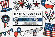 4th of July Set Outlined & Colored, an Outline Icon by DeniseUytiepo (Thumbnail 1 of 5)
