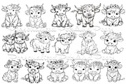15 Cute Highland Cow Clipart, an Animal Illustration by Art Paradise Studios (Thumbnail 7 of 7)