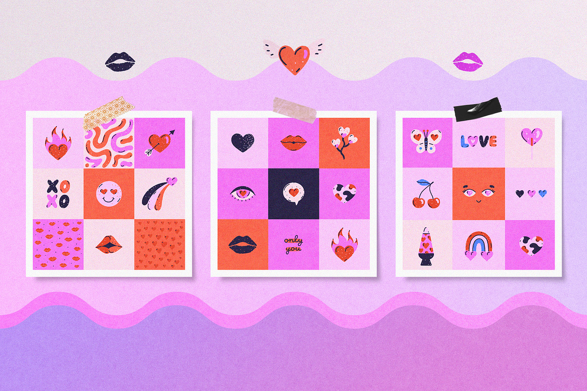 Love in Squares Clipart Collection, a Graphic by Leila Divine (Photo 3 of 14)
