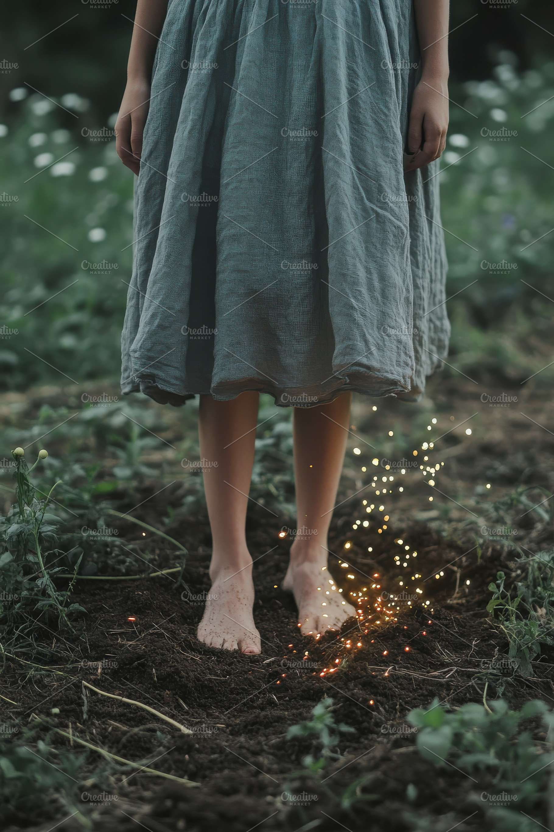 Barefoot Woman Connecting with Earth, a Nature Photo by Virgo Studio