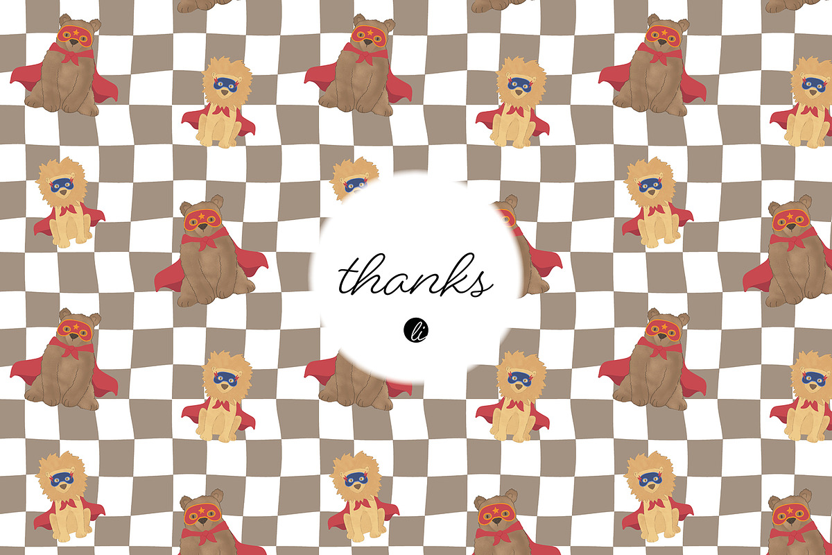 Animal Heros Seamless Patterns, an Illustration by Andrea Liesert (Photo 7 of 7)