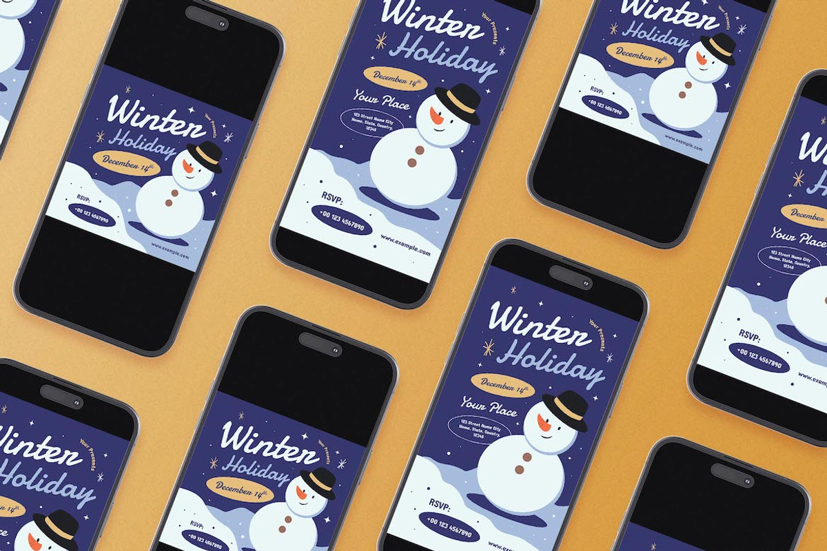 Blue Flat Winter Holiday Flyer Set, a Flyer Template by Aiyari Graphic (Photo 2 of 3)