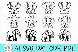 Bundle of elephant graphics svg, an Object Graphic by MegaPrezencik