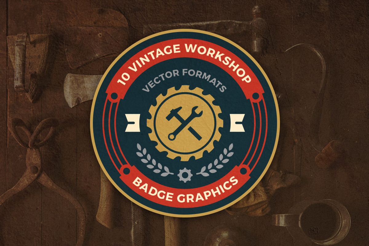 Vintage Workshop Badges, an Object Graphic by Ember Studio (Photo 1 of 2)