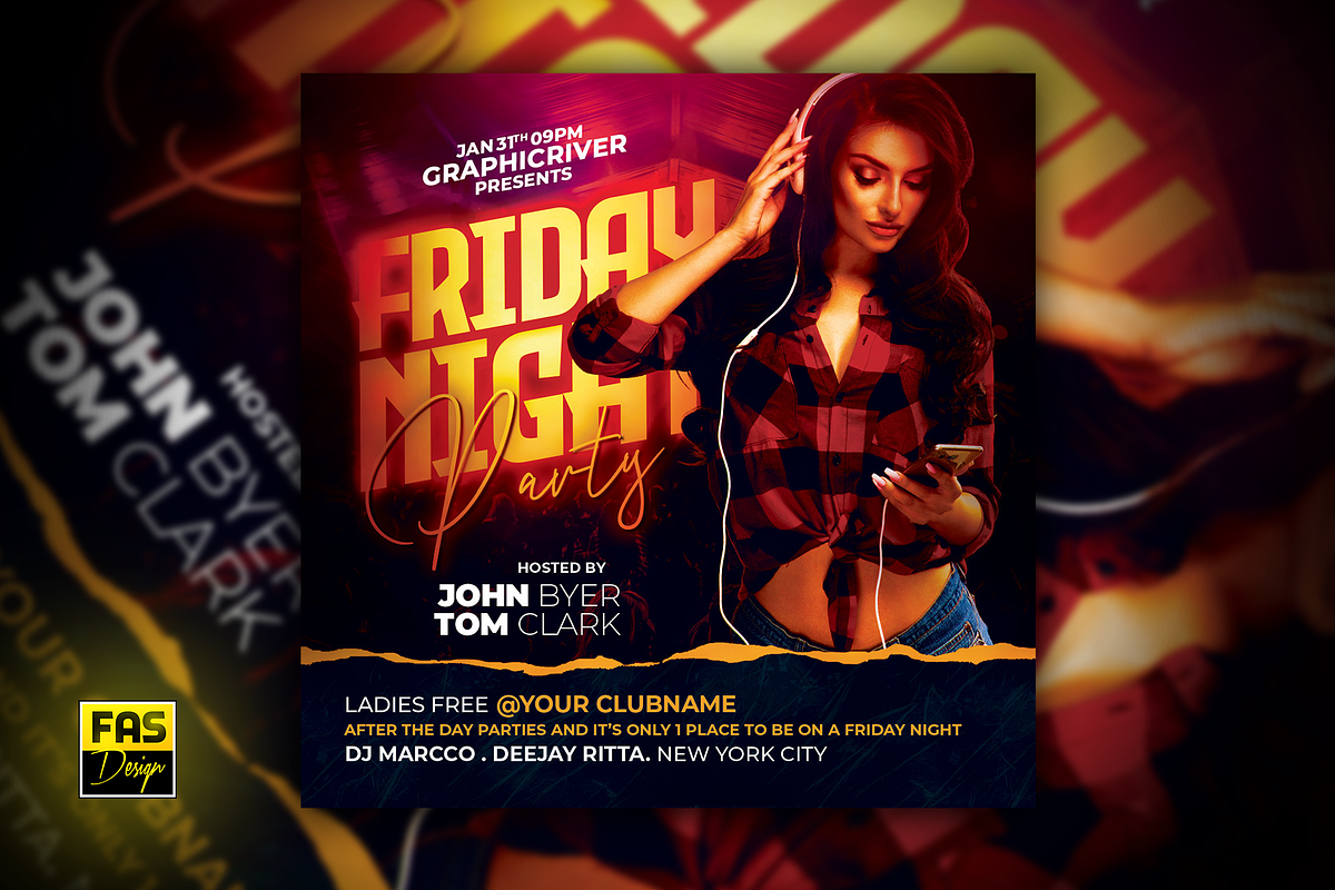 4 Night Party FLyer Bundle, a Flyer Template by FAS-DESIGN (Photo 3 of 6)