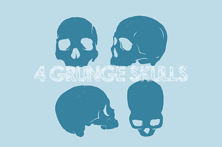 4 Grunge Vector Skulls