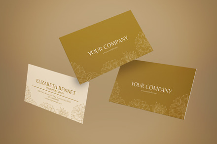 Yellow Floral Business Card, a Business Card Template by graphicook