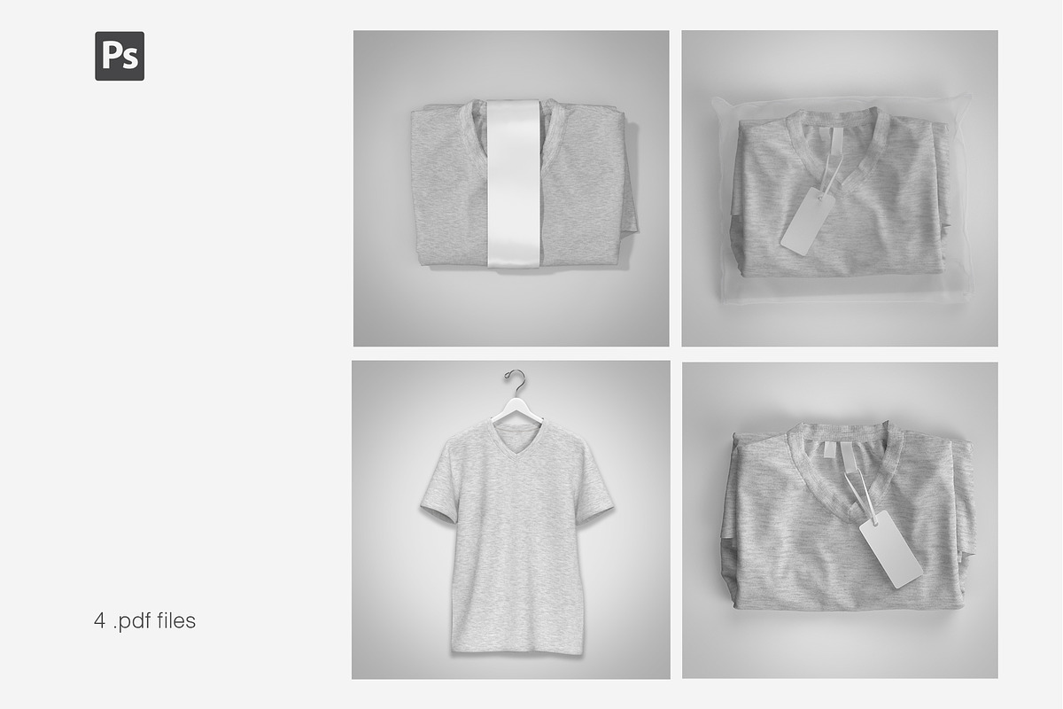 T-Shirt Mock-Up Set, a Packaging Mockup by Irena Matiash shop (Photo 2 of 6)