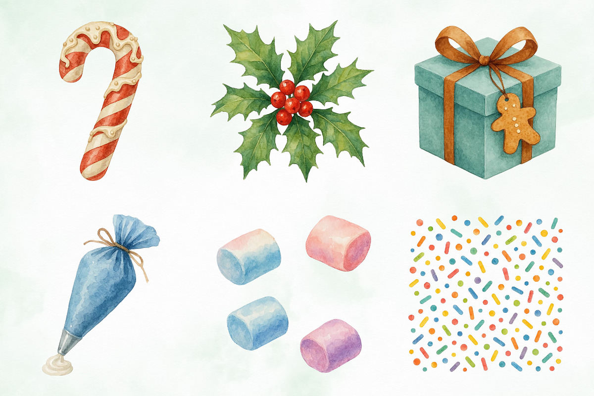 Watercolor Christmas Gingerbread, an Illustration by Creative Art (Photo 10 of 10)
