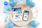 Astronaut Galaxy Baby Shower Invite, a Templates & Theme by Digital_Mind (Thumbnail 1 of 4)