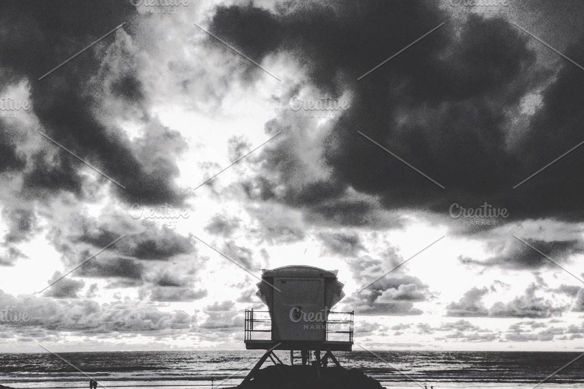 Black and white sunset lifeguard, a Nature Photo by ARTPLAY STUDIO (Photo 2 of 2)