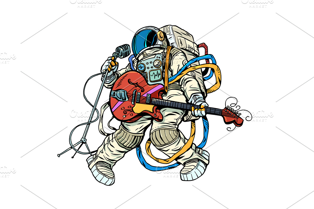 Pop Art Retro An astronaut sings, an Illustration by studiostoks