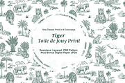 Tiger Toile de Jouy Seamless Pattern, a Pattern Graphic by Hughes Studio (Thumbnail 1 of 8)