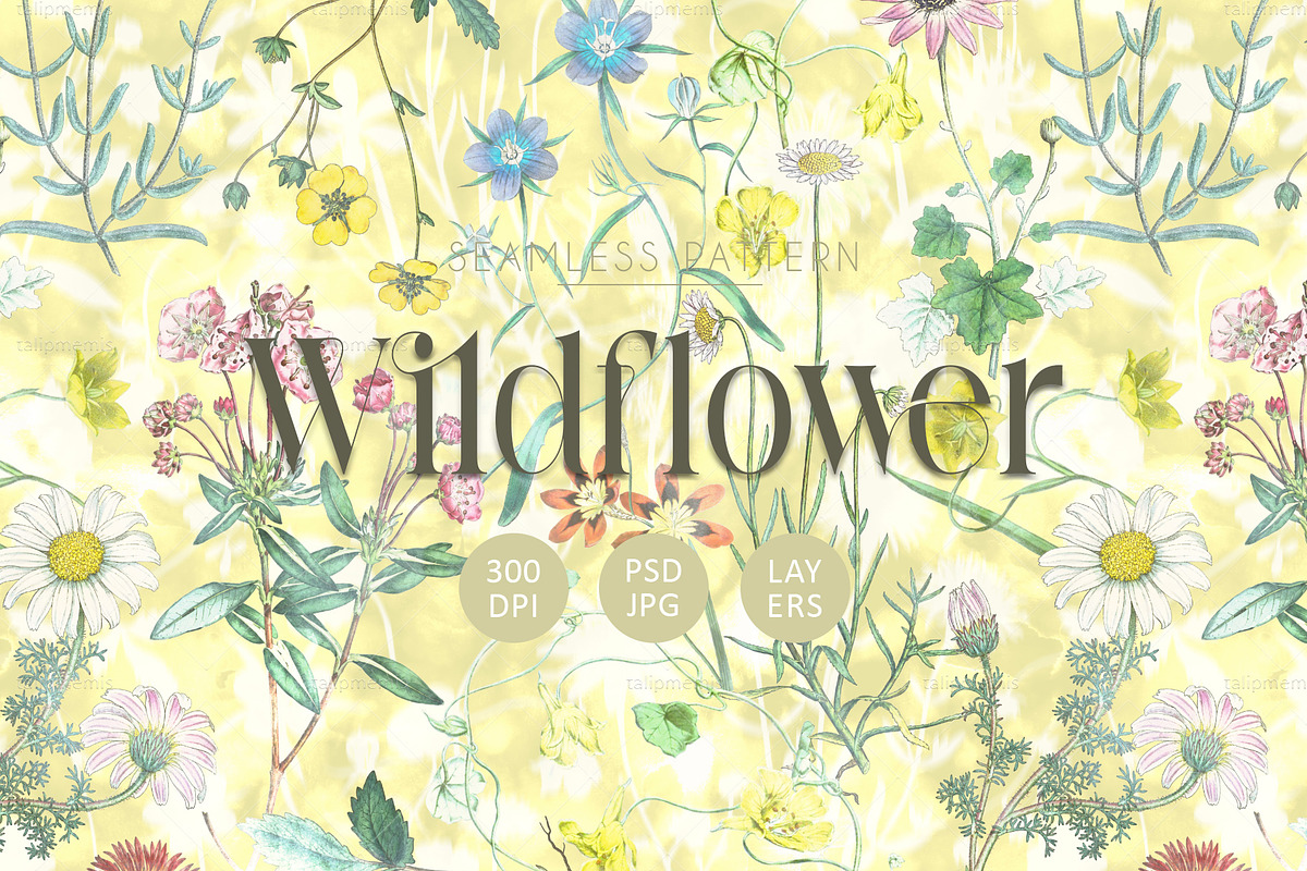 Botanical Wildflower SeamlessPattern, a Pattern Graphic by Talip Memis (Photo 1 of 10)
