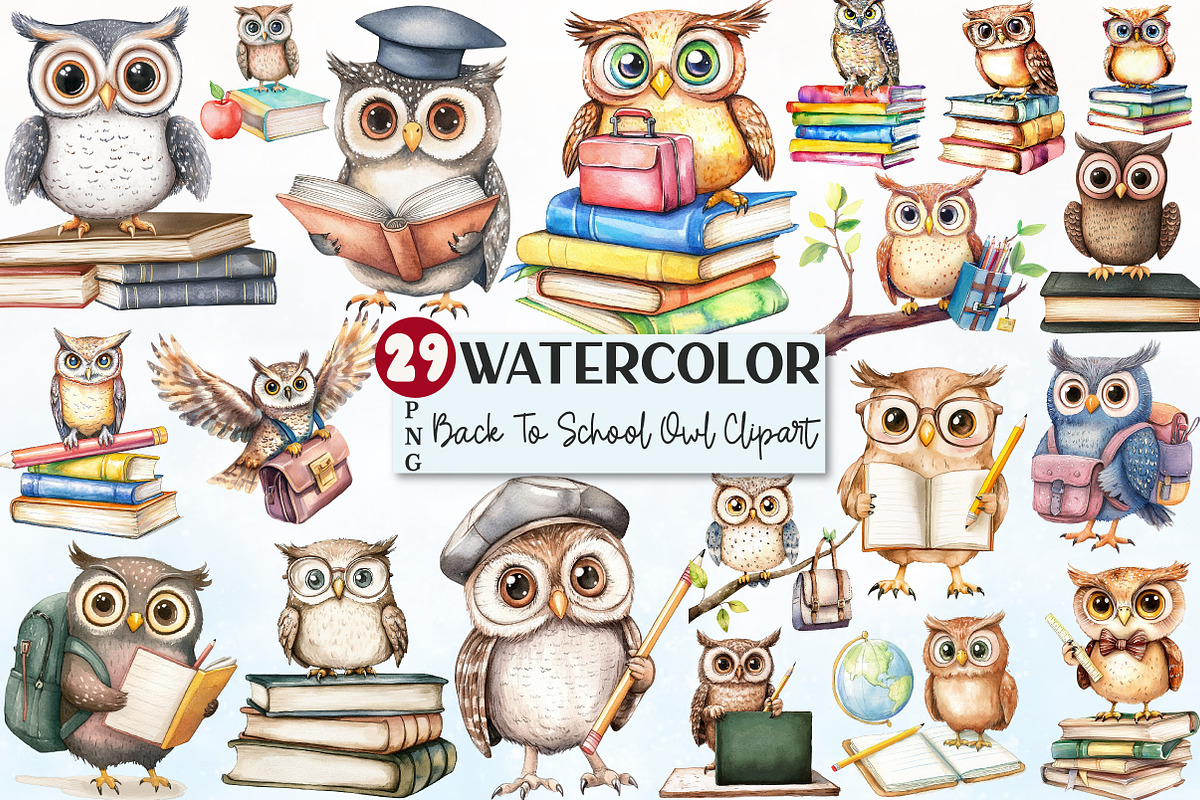 Back To School Owl Clipart, an Illustration by Rose Art (Photo 1 of 4)