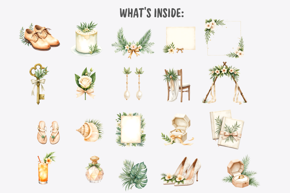 Watercolor Beach Wedding Clipart, a Decorative Illustration by Anca Digital Vibe (Photo 2 of 9)