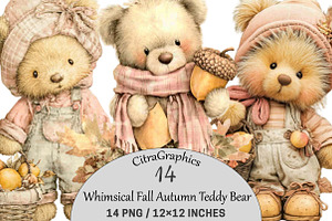 Whimsical Fall Autumn Teddy Bear, a Seasonal Illustration by CitraGraphics
