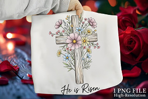 Easter Wildflower Cross PNG, an Illustration by Canvas Craft