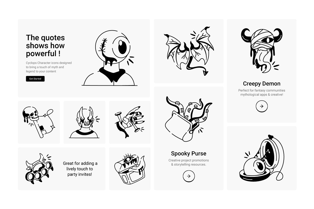Animated Demon Doodle Icon Set, a Solid Icon by Prosymbols (Photo 3 of 4)
