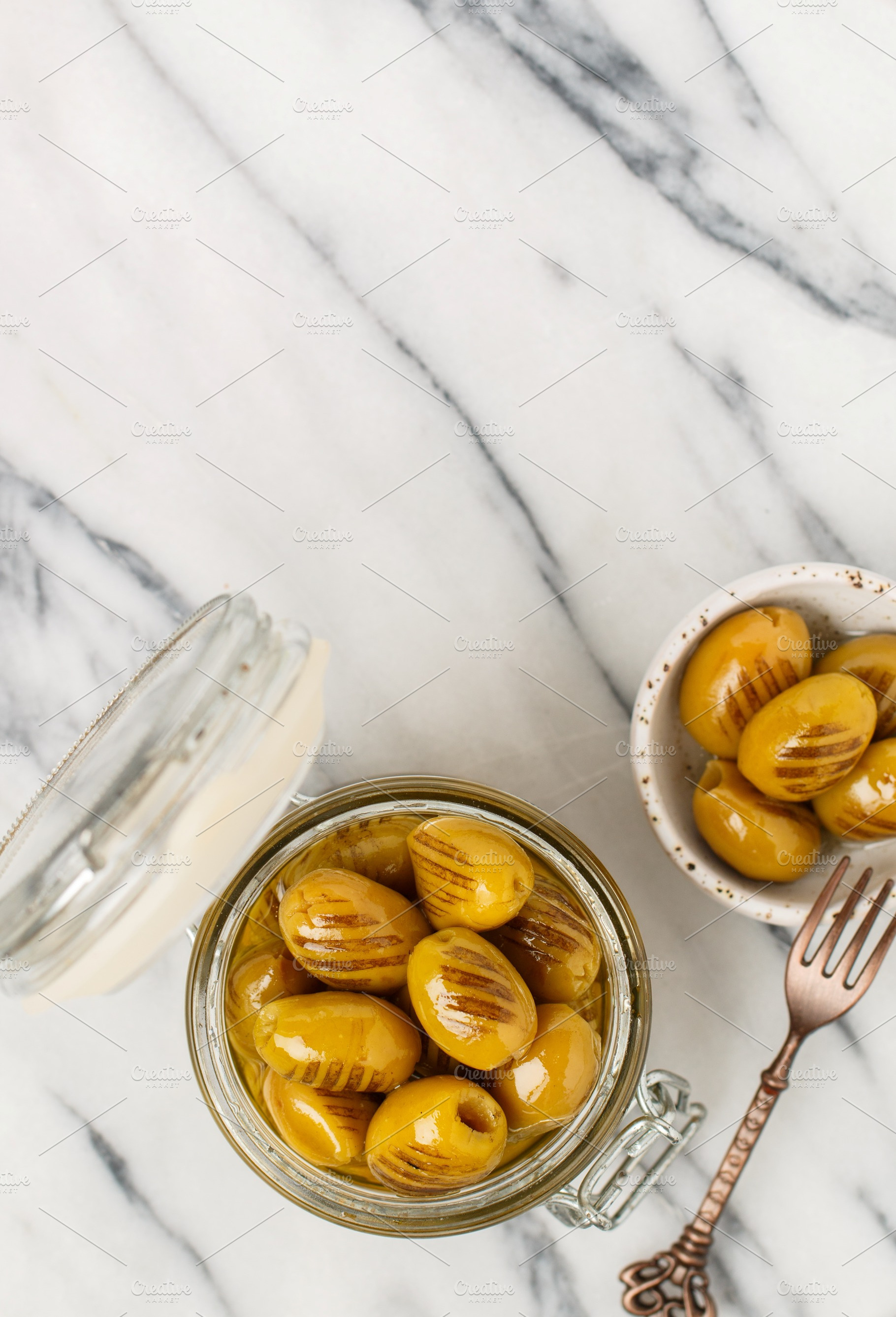 Grilled green olives, a Food & Drink Photo by La_Vanda