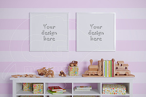 Kids room square frame mockups