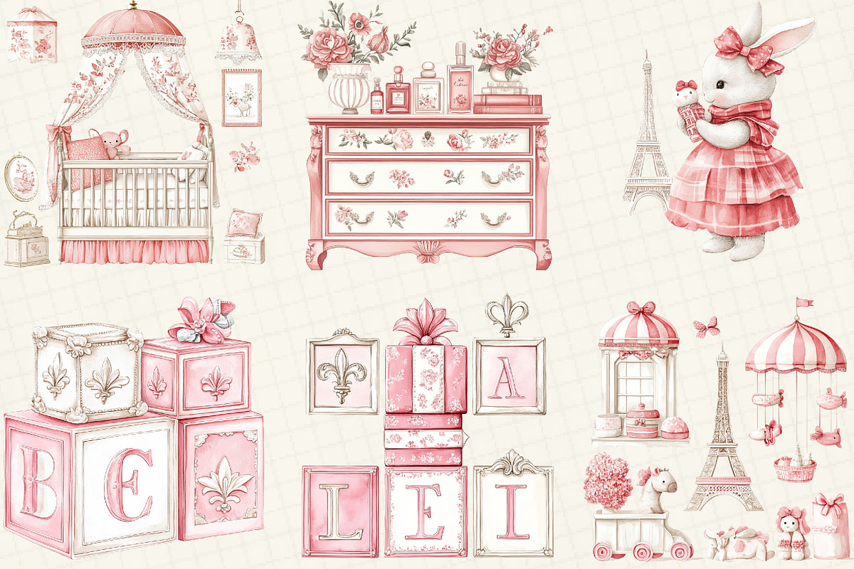 French Nursery Clipart, an Illustration by DreamCafeArt (Photo 2 of 6)
