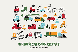 Whimsical Cars Clipart, a Decorative Illustration by Barkova Nadya