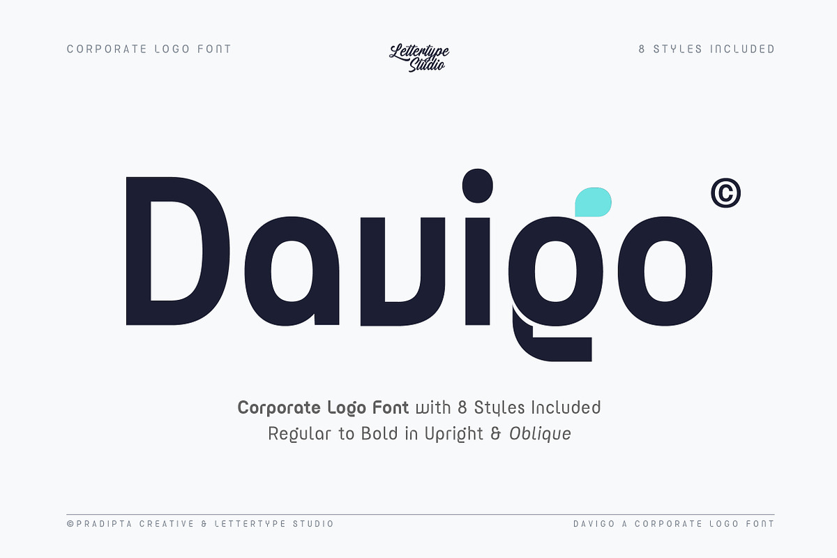 Davigo – Corporate Logo Font, a Sans Serif Font by Lettertype Studio (Photo 1 of 11)