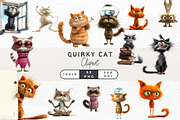 Quirky Cat Clipart, Vol 1, 52 PNG, an Animal Illustration by EllyandLima (Thumbnail 1 of 8)