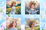 Adults Flower Girl Coloring Pages, a Person Illustration by Design Zone (Thumbnail 2 of 5)