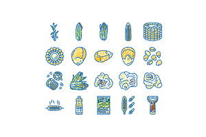 corn maize green, cob sweet icons, an Object Illustration by pikepicture
