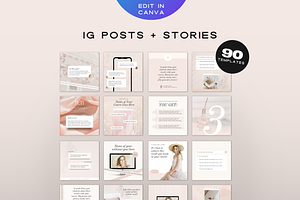 Instagram Post & Story Bundle Canva, a Social Media Template by Pixel & Flow