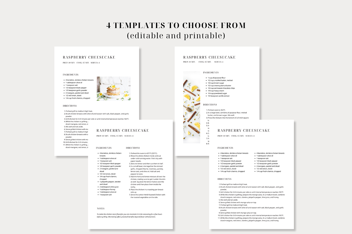 Minimal Recipe Template Canva, a Card Template by OrganizationOasisRo (Photo 3 of 10)