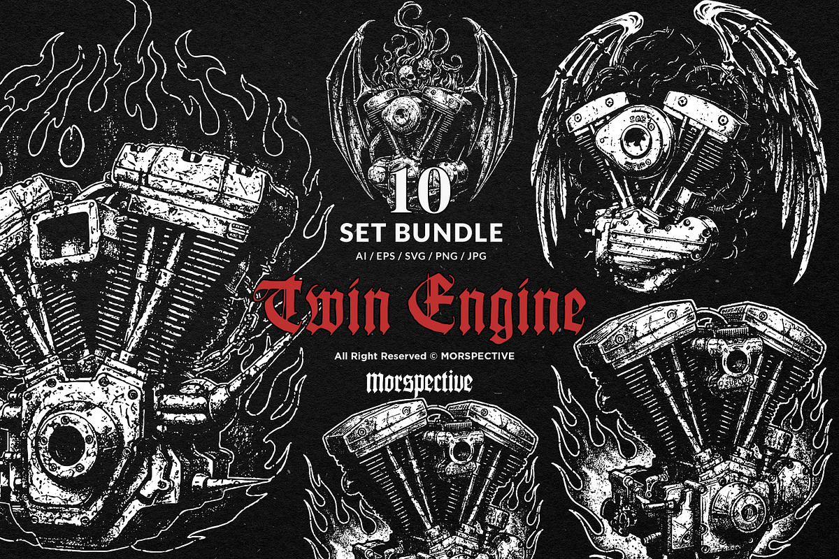 10 Bundle Dark Art V Twin Engine, an Illustration by Morspective (Photo 1 of 7)