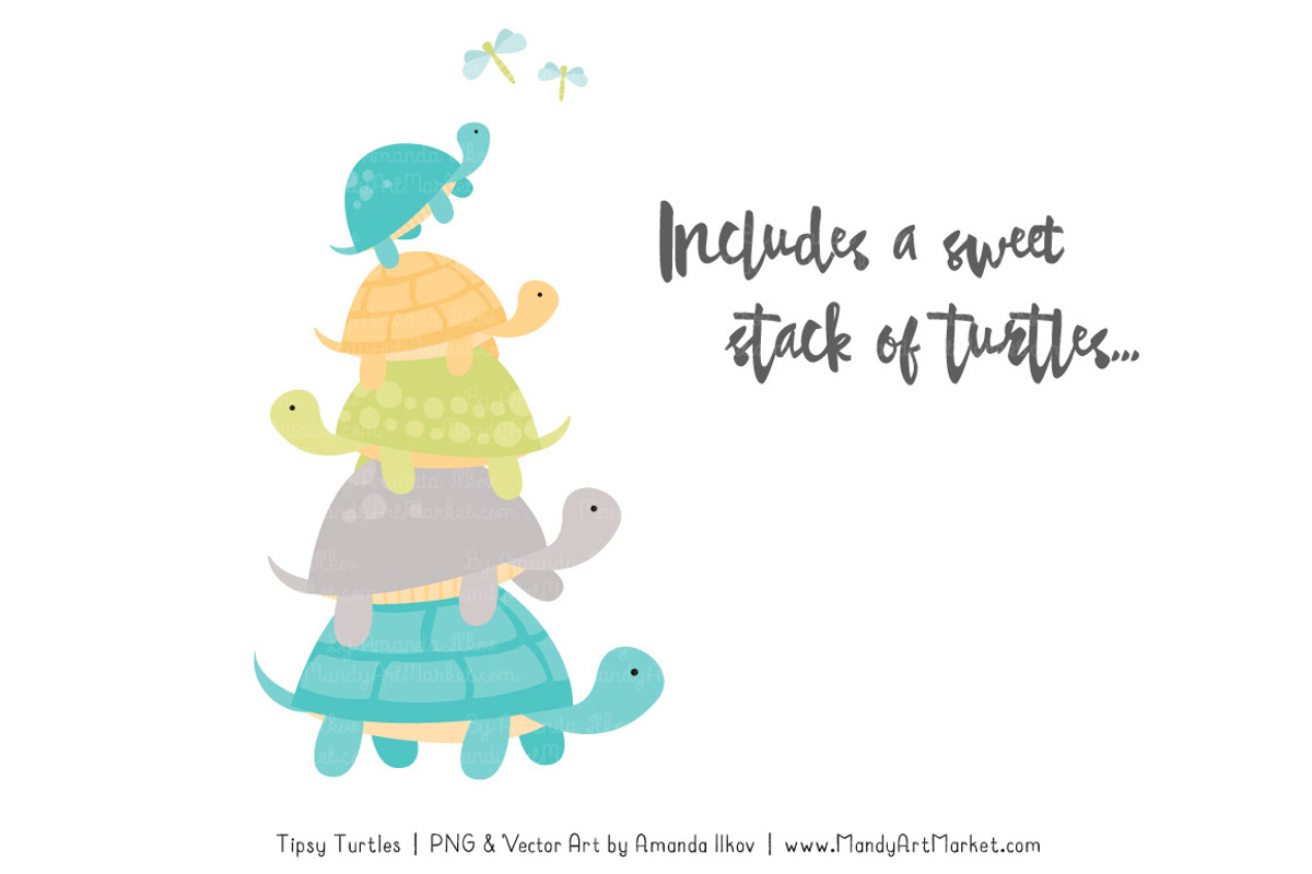 Land & Sea Turtle Stack Clipart, an Illustration by Amanda Ilkov (Photo 3 of 4)
