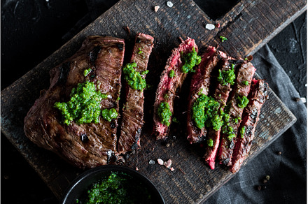 Juicy steak medium rare beef with, a Food & Drink Photo by NelliKovalchuk