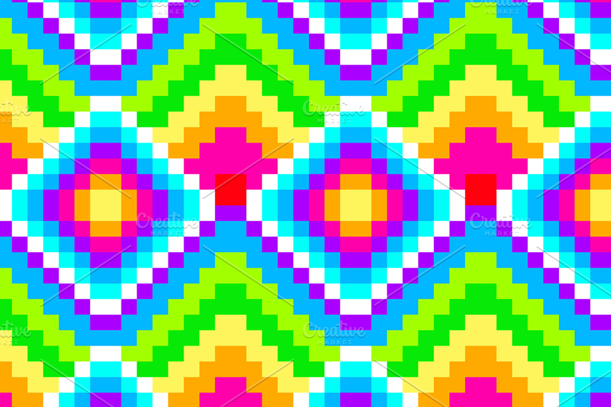 Flat Seamless Pixel Neon Pattern, a Pattern Graphic by MISS CHATZ (Photo 4 of 4)