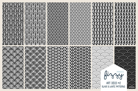 12x EPS JPG Art Deco Black Patterns