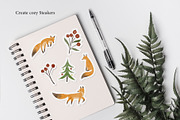 Watercolor cute winter foxes, an Animal Illustration by Garden in frame (Thumbnail 5 of 8)