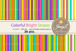 Bright Stripes Digital Papers
