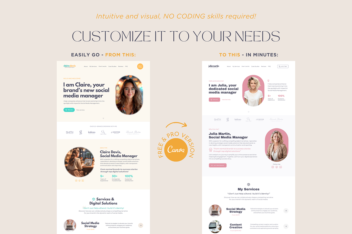 Social Media Manager Canva Website, a Landing Page Template by vectorocean (Photo 3 of 11)
