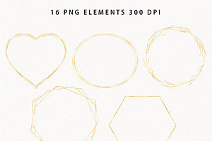 Gold Frame Clipart, Geometric Gold