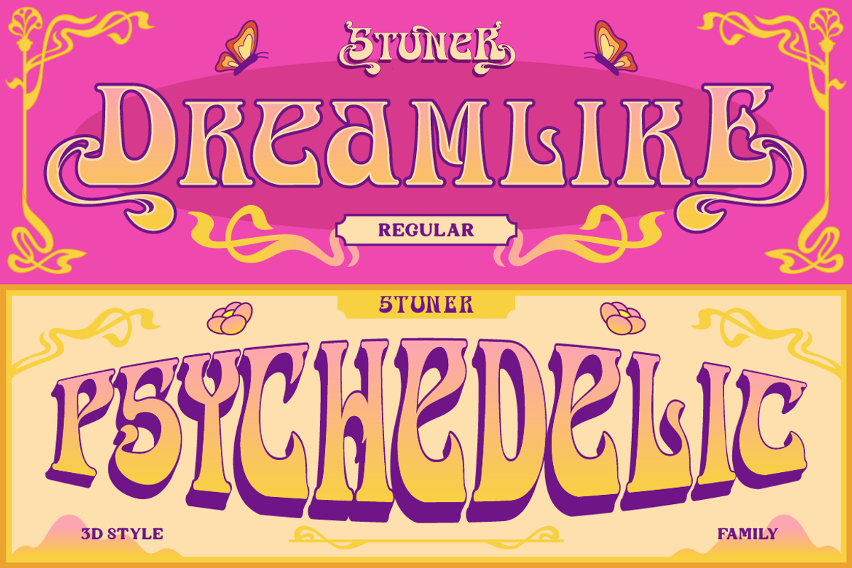 Stuner – Psychedelic Font, a Serif Font by Burntilldead (Photo 5 of 12)