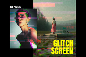 Glitch Screen Poster Effect, a Layer Style Add-On by Design Squad