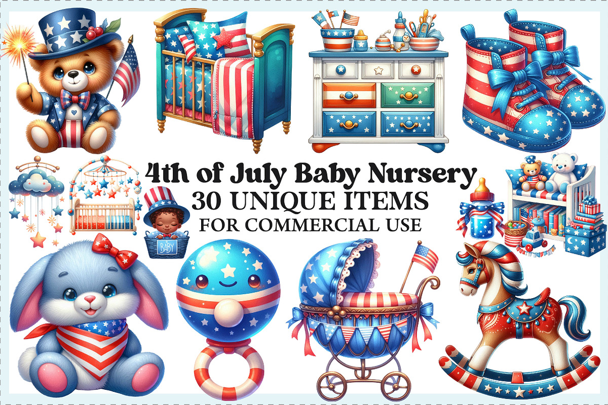 4th of July Baby Nursery Clipart, an Illustration by Craft Nest (Photo 1 of 9)