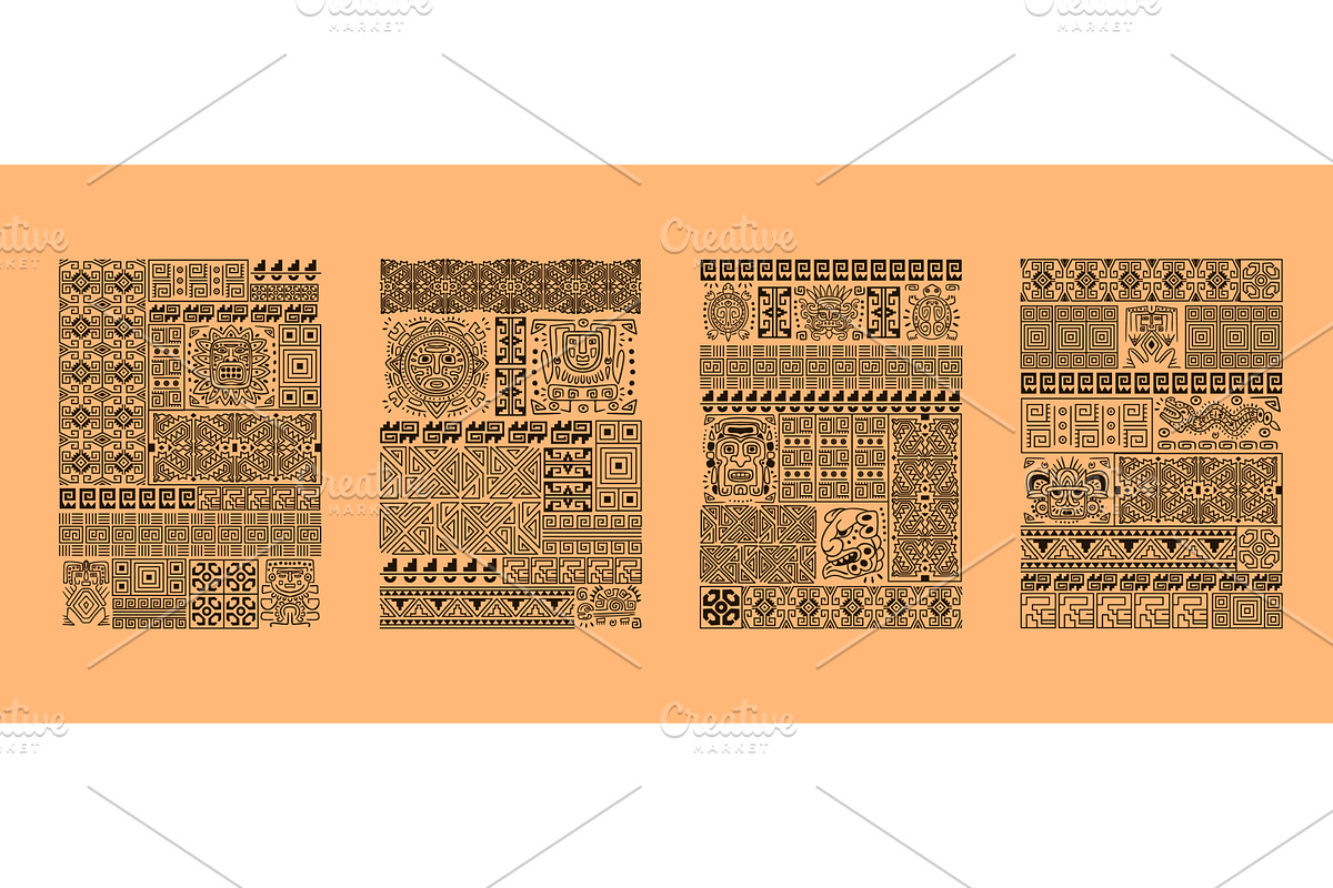 Mayan ornament posters. Maya inca, an Illustration by Stock-Smart-Start