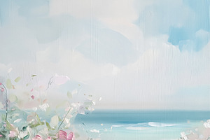 Impressionistic floral painting showing blooming pink flowers an, a Decorative Illustration by Studio ANNA